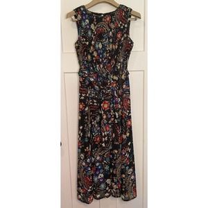 ICE Dress size Small Black multi color sleeveless floral maxi dress EUC sundress